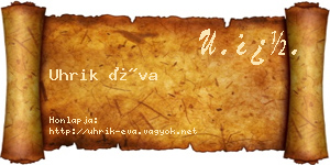 Uhrik Éva névjegykártya
